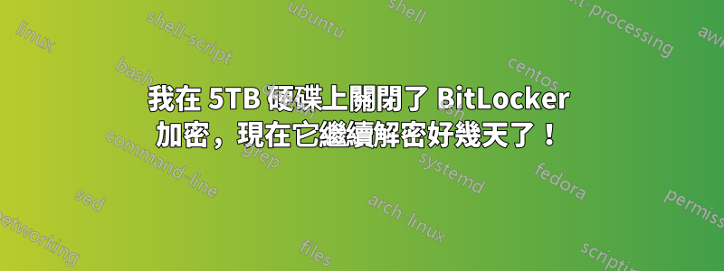 我在 5TB 硬碟上關閉了 BitLocker 加密，現在它繼續解密好幾天了！