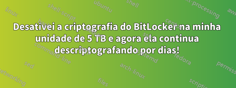 Desativei a criptografia do BitLocker na minha unidade de 5 TB e agora ela continua descriptografando por dias!