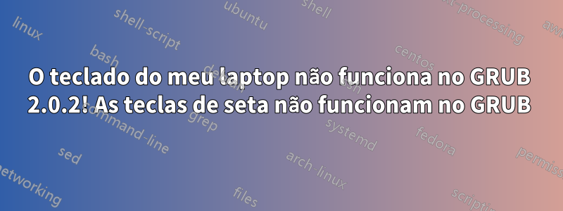 O teclado do meu laptop não funciona no GRUB 2.0.2! As teclas de seta não funcionam no GRUB