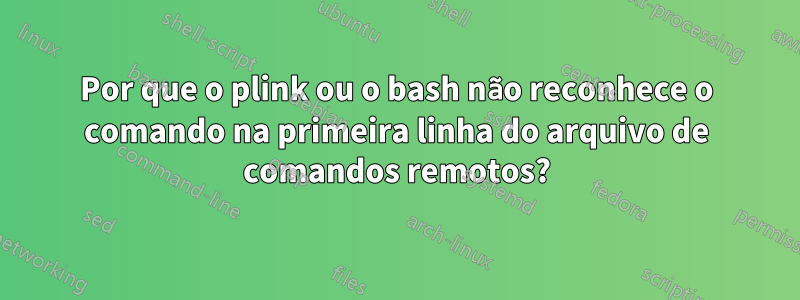 Por que o plink ou o bash não reconhece o comando na primeira linha do arquivo de comandos remotos?