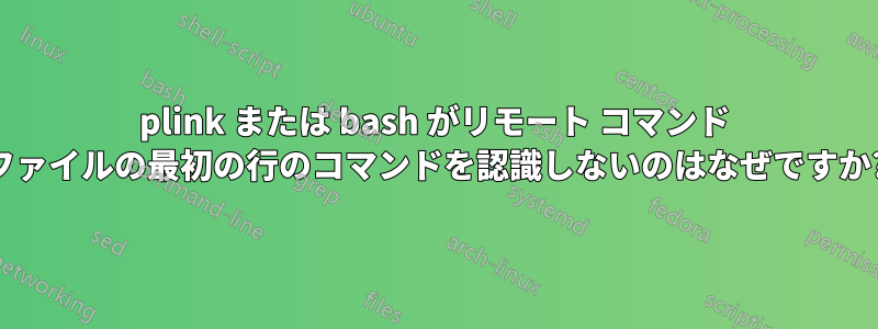 plink または bash がリモート コマンド ファイルの最初の行のコマンドを認識しないのはなぜですか?