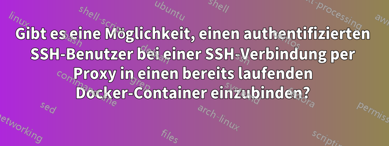 Gibt es eine Möglichkeit, einen authentifizierten SSH-Benutzer bei einer SSH-Verbindung per Proxy in einen bereits laufenden Docker-Container einzubinden?