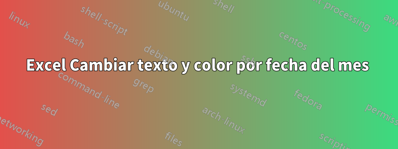 Excel Cambiar texto y color por fecha del mes