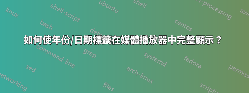如何使年份/日期標籤在媒體播放器中完整顯示？