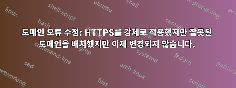 도메인 오류 수정: HTTPS를 강제로 적용했지만 잘못된 도메인을 배치했지만 이제 변경되지 않습니다.