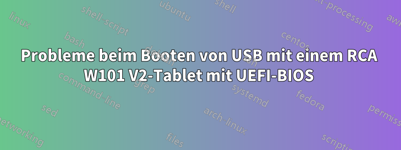 Probleme beim Booten von USB mit einem RCA W101 V2-Tablet mit UEFI-BIOS