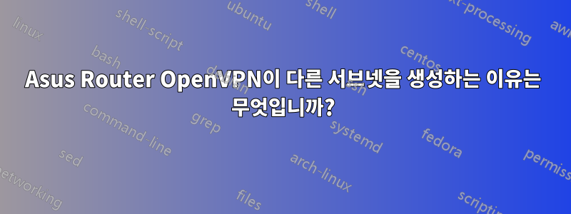 Asus Router OpenVPN이 다른 서브넷을 생성하는 이유는 무엇입니까?
