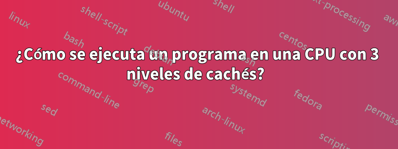 ¿Cómo se ejecuta un programa en una CPU con 3 niveles de cachés? 