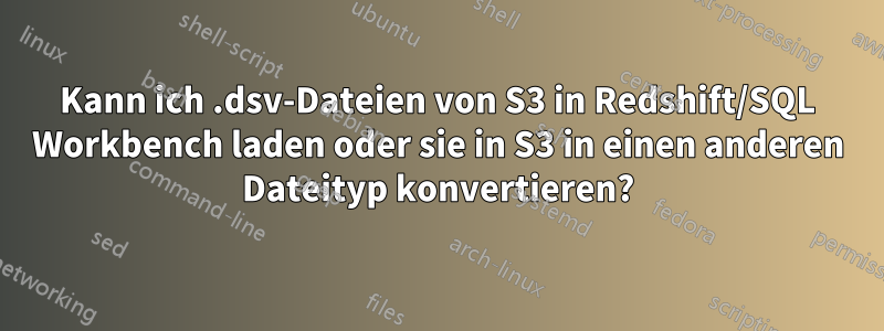 Kann ich .dsv-Dateien von S3 in Redshift/SQL Workbench laden oder sie in S3 in einen anderen Dateityp konvertieren?