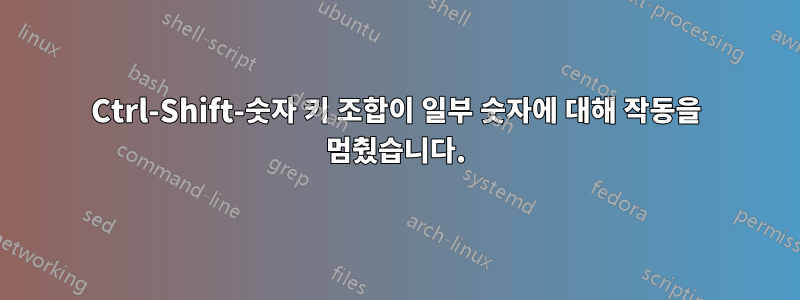 Ctrl-Shift-숫자 키 조합이 일부 숫자에 대해 작동을 멈췄습니다.