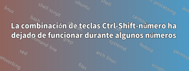La combinación de teclas Ctrl-Shift-número ha dejado de funcionar durante algunos números