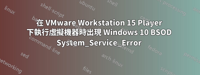 在 VMware Workstation 15 Player 下執行虛擬機器時出現 Windows 10 BSOD System_Service_Error