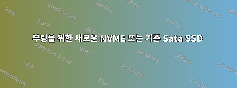 부팅을 위한 새로운 NVME 또는 기존 Sata SSD