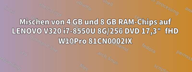 Mischen von 4 GB und 8 GB RAM-Chips auf LENOVO V320 i7-8550U 8G/256 DVD 17,3" fHD W10Pro 81CN0002IX