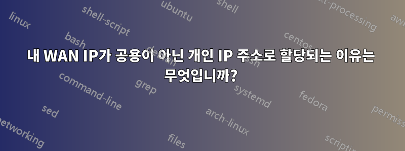 내 WAN IP가 공용이 아닌 개인 IP 주소로 할당되는 이유는 무엇입니까?