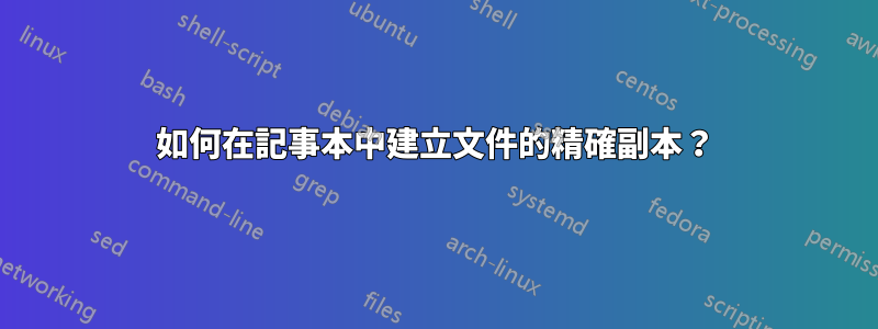 如何在記事本中建立文件的精確副本？