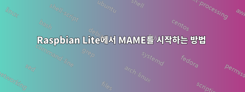 Raspbian Lite에서 MAME를 시작하는 방법