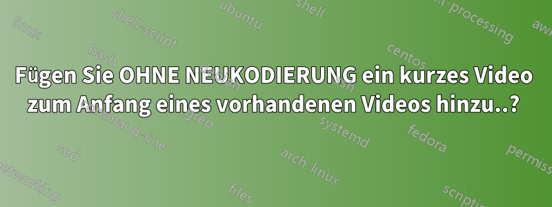 Fügen Sie OHNE NEUKODIERUNG ein kurzes Video zum Anfang eines vorhandenen Videos hinzu..?