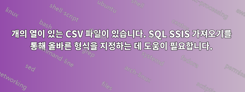 3개의 열이 있는 CSV 파일이 있습니다. SQL SSIS 가져오기를 통해 올바른 형식을 지정하는 데 도움이 필요합니다.