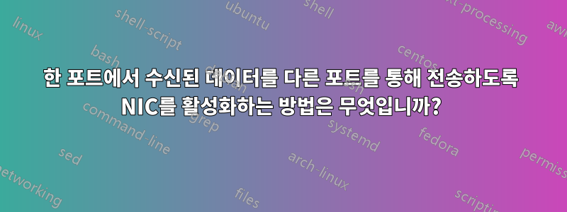 한 포트에서 수신된 데이터를 다른 포트를 통해 전송하도록 NIC를 활성화하는 방법은 무엇입니까?