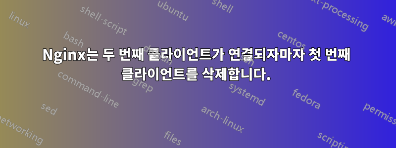 Nginx는 두 번째 클라이언트가 연결되자마자 첫 번째 클라이언트를 삭제합니다.