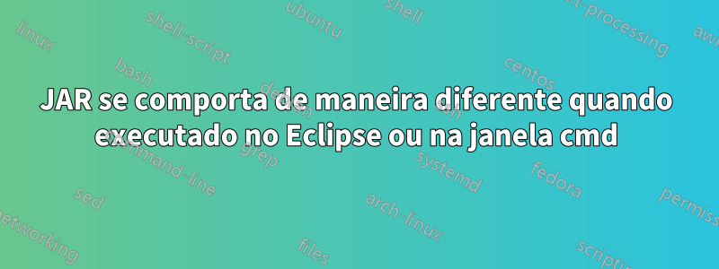 JAR se comporta de maneira diferente quando executado no Eclipse ou na janela cmd