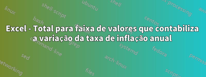 Excel - Total para faixa de valores que contabiliza a variação da taxa de inflação anual