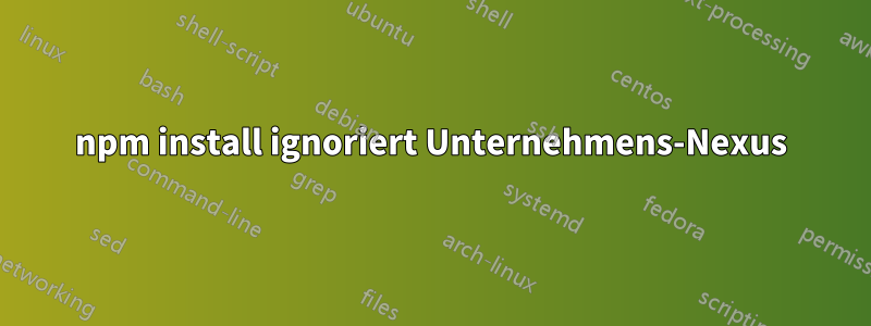 npm install ignoriert Unternehmens-Nexus