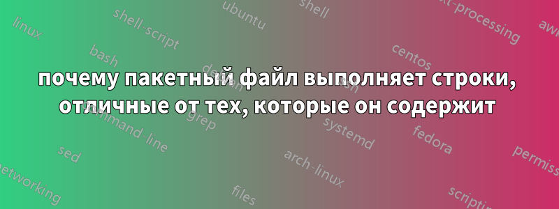 почему пакетный файл выполняет строки, отличные от тех, которые он содержит