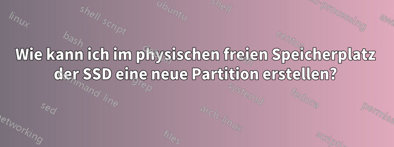 Wie kann ich im physischen freien Speicherplatz der SSD eine neue Partition erstellen?