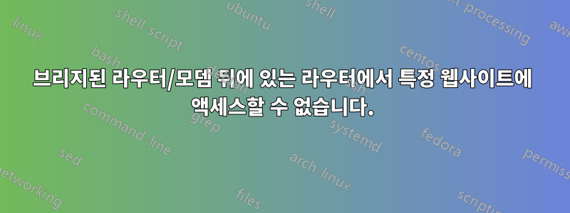 브리지된 라우터/모뎀 뒤에 있는 라우터에서 특정 웹사이트에 액세스할 수 없습니다.