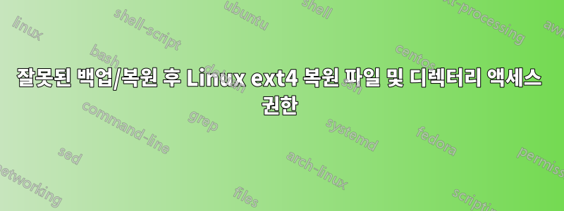 잘못된 백업/복원 후 Linux ext4 복원 파일 및 디렉터리 액세스 권한