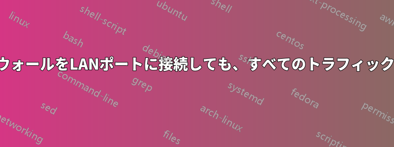 ハードウェアファイアウォールをLANポートに接続しても、すべてのトラフィックがルーターを経由する