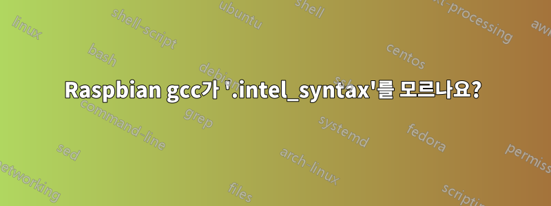 Raspbian gcc가 '.intel_syntax'를 모르나요?