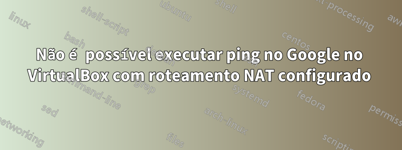 Não é possível executar ping no Google no VirtualBox com roteamento NAT configurado