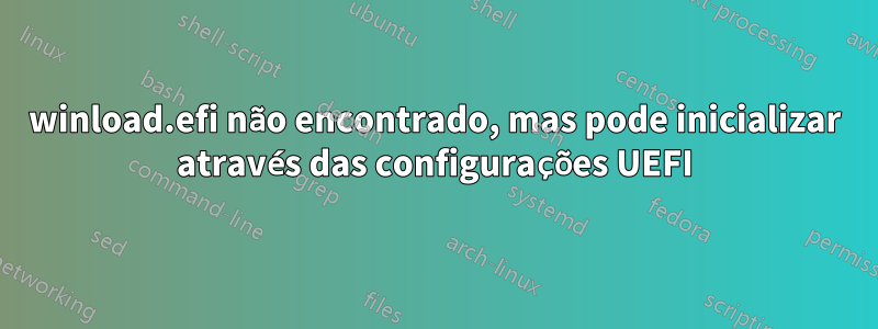 winload.efi não encontrado, mas pode inicializar através das configurações UEFI