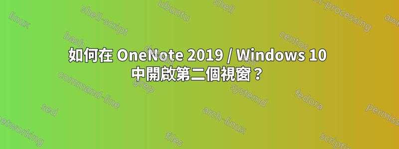 如何在 OneNote 2019 / Windows 10 中開啟第二個視窗？