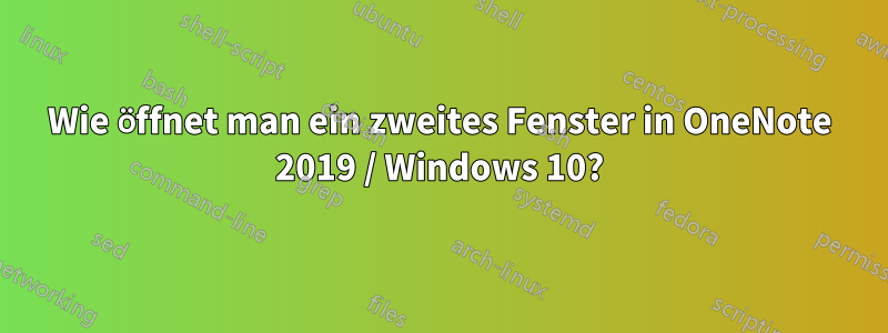 Wie öffnet man ein zweites Fenster in OneNote 2019 / Windows 10?