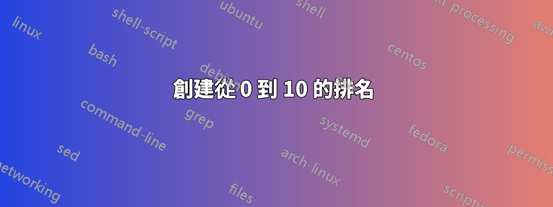 創建從 0 到 10 的排名