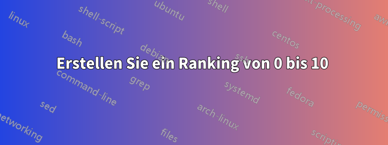 Erstellen Sie ein Ranking von 0 bis 10