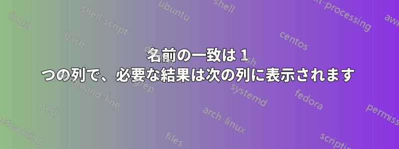 名前の一致は 1 つの列で、必要な結果は次の列に表示されます