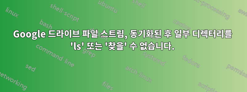 Google 드라이브 파일 스트림, 동기화된 후 일부 디렉터리를 'ls' 또는 '찾을' 수 없습니다.