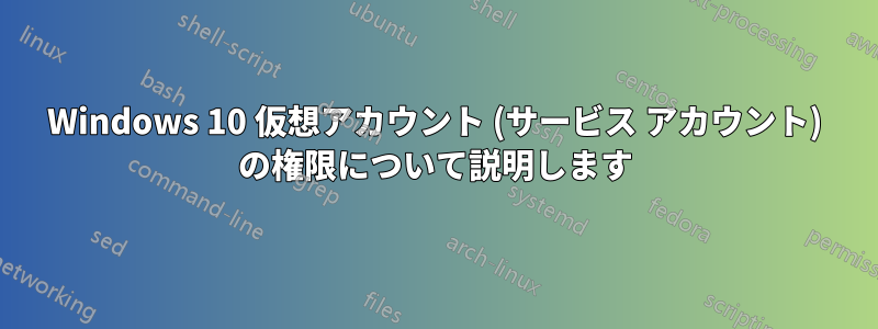 Windows 10 仮想アカウント (サービス アカウント) の権限について説明します