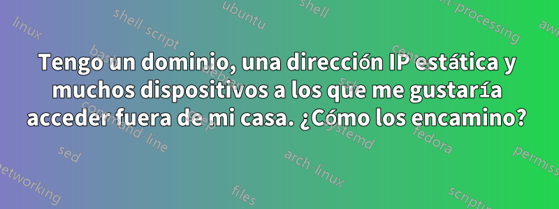 Tengo un dominio, una dirección IP estática y muchos dispositivos a los que me gustaría acceder fuera de mi casa. ¿Cómo los encamino?