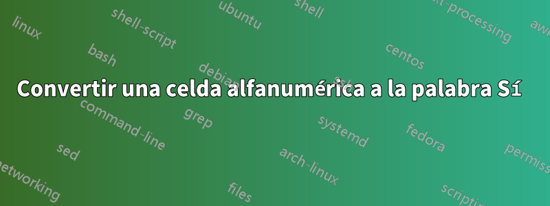 Convertir una celda alfanumérica a la palabra Sí