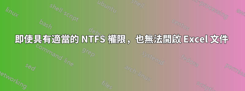 即使具有適當的 NTFS 權限，也無法開啟 Excel 文件