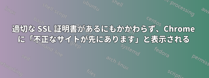 適切な SSL 証明書があるにもかかわらず、Chrome に「不正なサイトが先にあります」と表示される