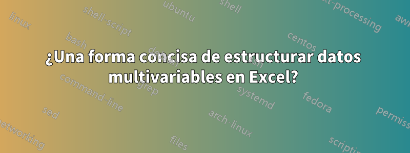 ¿Una forma concisa de estructurar datos multivariables en Excel?