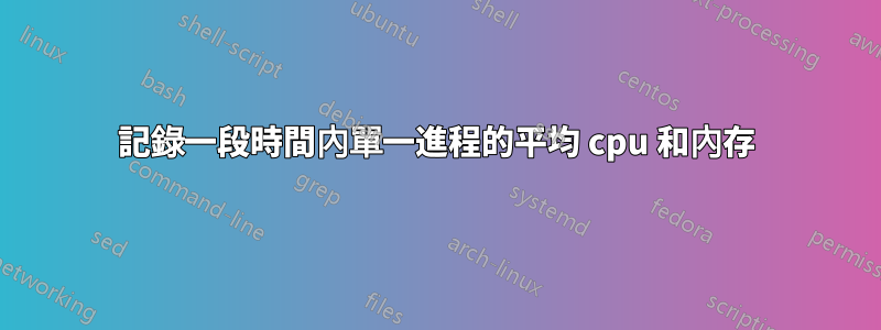 記錄一段時間內單一進程的平均 cpu 和內存