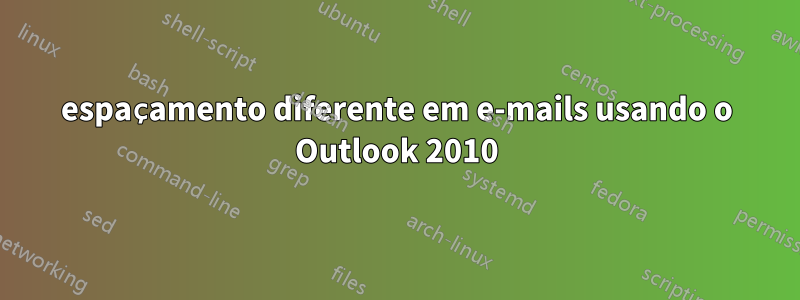 espaçamento diferente em e-mails usando o Outlook 2010